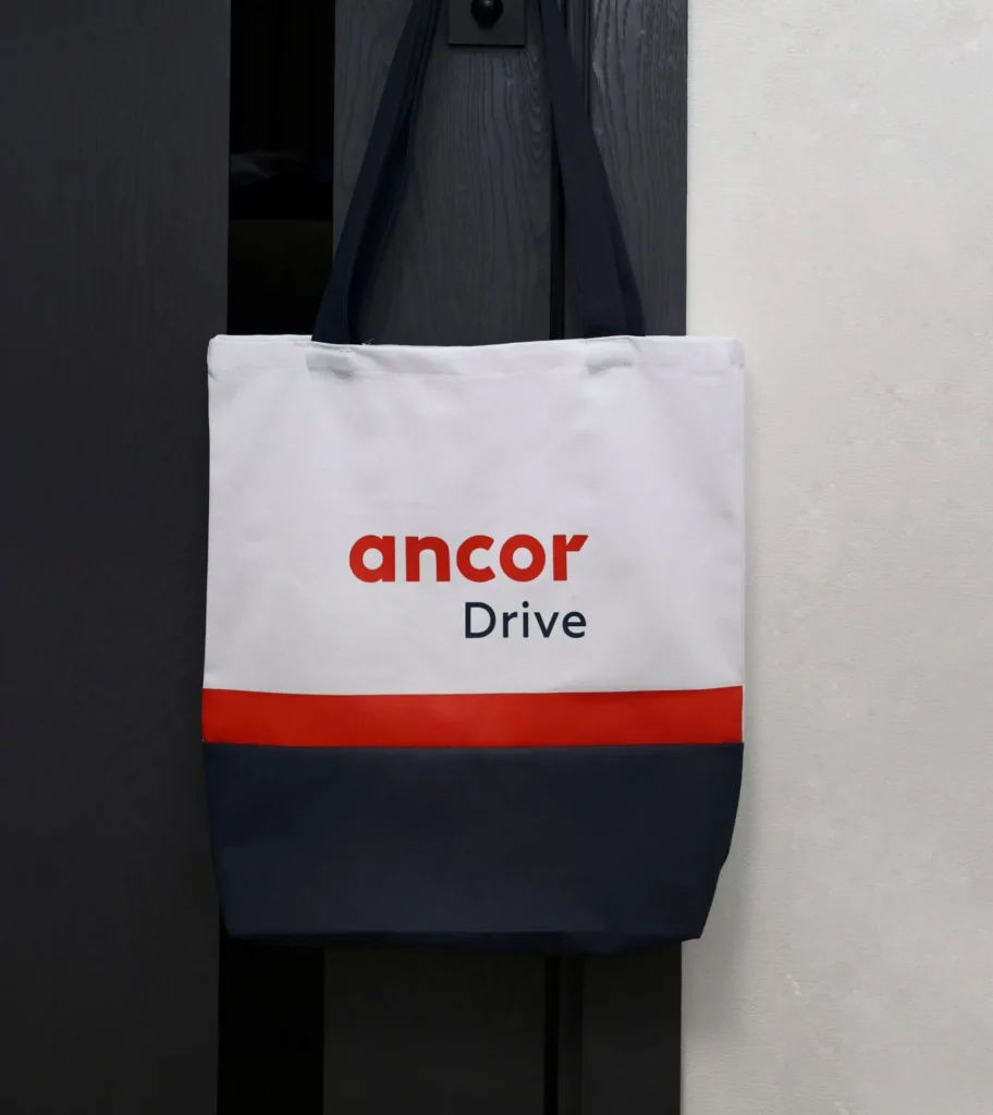 Белый шоппер ANCOR Drive с красной полосой
