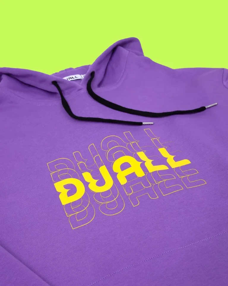 Фиолетовое худи Duall с желтым фирменным принтом